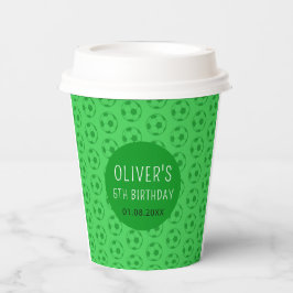 Kids Soccer Ball Green Boys Birthday Party Pappbecher