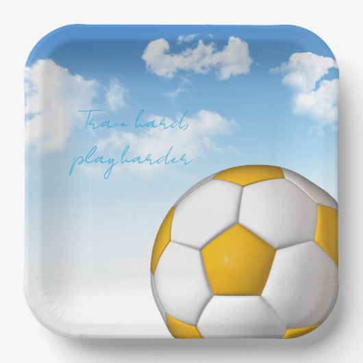 Kids Soccer Ball Sky Illustration Pappteller (Vorderseite)