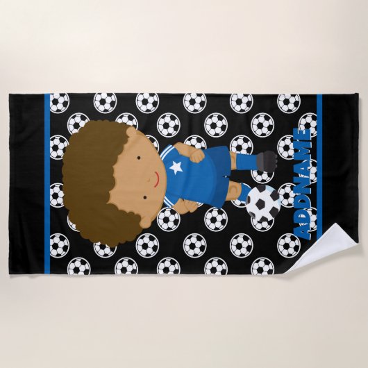 Kids Soccer Individuelle Name Strandtuch (Vorderseite)