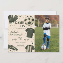 Kids Soccer Themed Birthday Photo Invitation Einladung