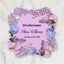 Kids Soft Blue Pastel Lilac Hydrangea Geburtstagsp Geschenkanhänger