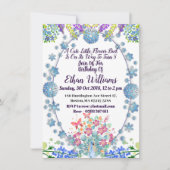 Kids Soft Oval Blue Little Blume Bud Birthday Einladung (Vorderseite)