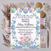 Kids Soft Oval Blue Little Blume Bud Birthday Einladung