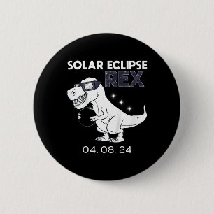 Kids Solar Eclipse T Rex 04.08.2024 Dino Fun Toddl Button