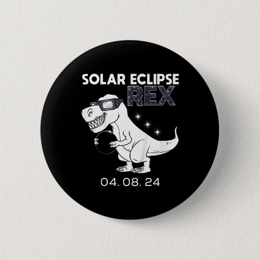 Kids Solar Eclipse T Rex 04.08.2024 Dino Fun Toddl Button (Vorderseite)