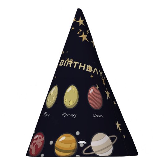 Kids Solar System Astronaut Monogram Birthday Part Partyhütchen (Rechts)