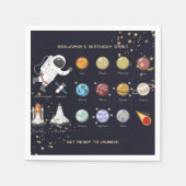 Kids Solar System Astronaut Monogram Birthday Serviette (Vorderseite)