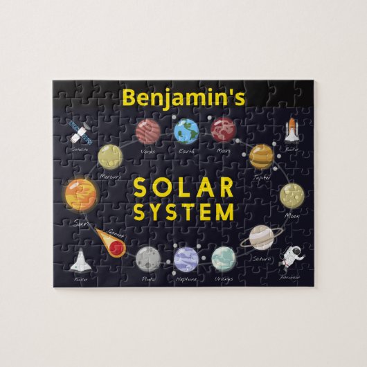 Kids Solar System Astronomie Astronaut Monogram Puzzle (Horizontal)