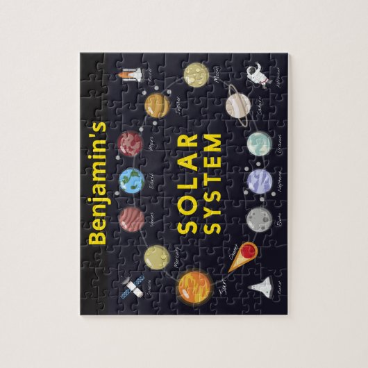 Kids Solar System Astronomie Astronaut Monogram Puzzle (Vertikal)