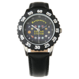 Kids Solar System Monogram Planets Astronaut Cool Armbanduhr