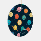Kids Solar System Planets Muster Blue Christmas Keramik Ornament (Rechts)