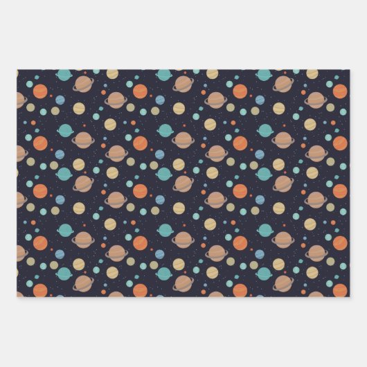Kids Solar System Planets Saturn Jupiter Mars Geschenkpapier Set (Vorderseite 3)