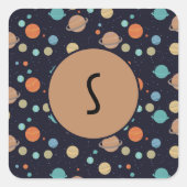 Kids Solar System Planets Saturn Jupiter Mars Quadratischer Aufkleber (Vorderseite)