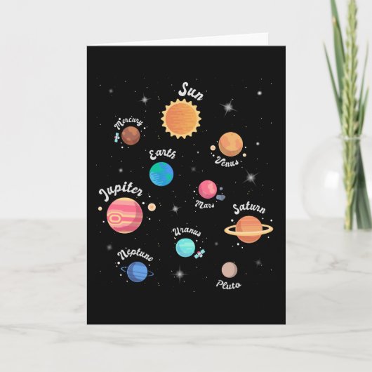 Kids Solar System Planets Wissen Weltraum Karte (Vorderseite)