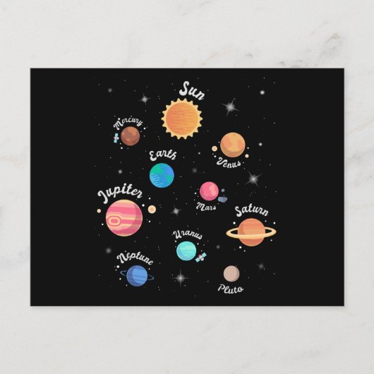 Kids Solar System Planets Wissen Weltraum Postkarte (Vorderseite)