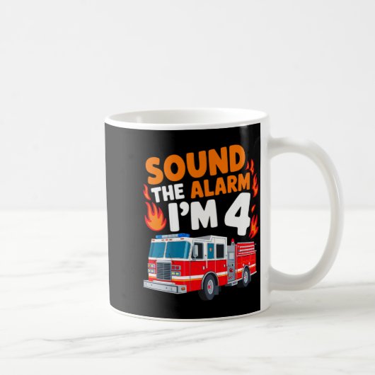 Kids Sound The Alarm I'm 4 Years Old 4th Birthday Kaffeetasse (Rechts)