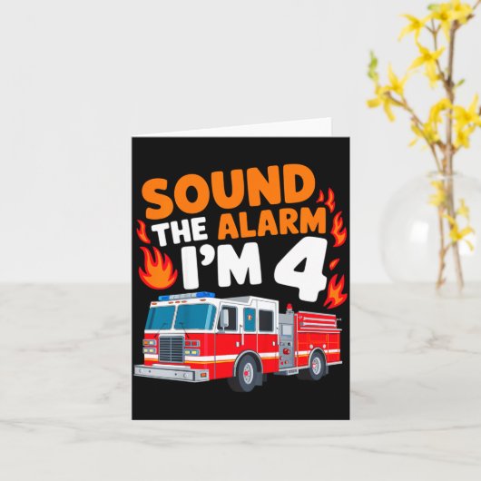 Kids Sound The Alarm I'm 4 Years Old 4th Birthday  Karte (Gelbe Blume)