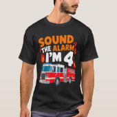 Kids Sound The Alarm I'm 4 Years Old 4th Birthday T-Shirt (Vorderseite)