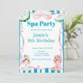 Kids Spa Party Birthday Einladung (Stehend Vorderseite)