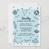 Kids Space Astronaut Niedliche Geburtstag Einladung (Vorderseite)