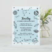 Kids Space Astronaut Niedliche Geburtstag Einladung (Stehend Vorderseite)