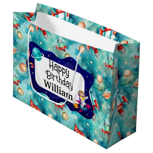 Kids Space Explorer Große Geschenktüte (Vorderseite Schrägansicht)