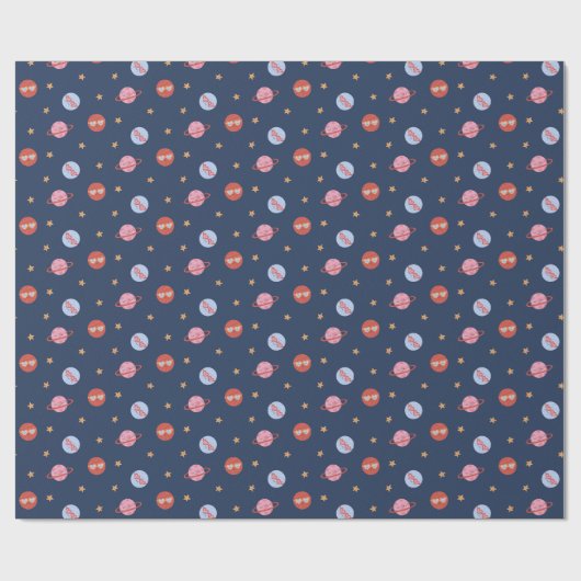 Kids Space Mini Pattern with Planets & Stars Geschenkpapier (Flach)