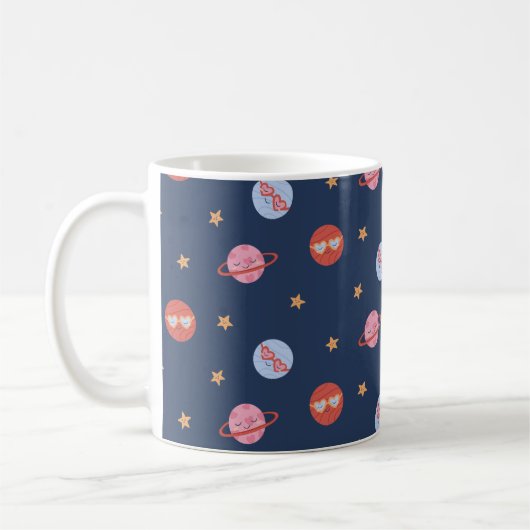 Kids Space Mini Pattern with Planets & Stars Kaffeetasse (Links)