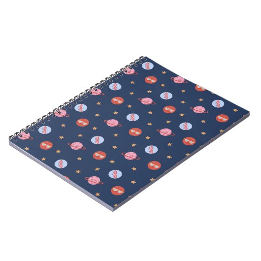 Kids Space Mini Pattern with Planets & Stars Notizblock (Linke Seite)