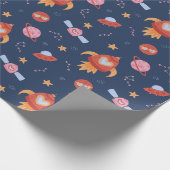 Kids Space Pattern with Rockets & Planets Geschenkpapier (Ecke)