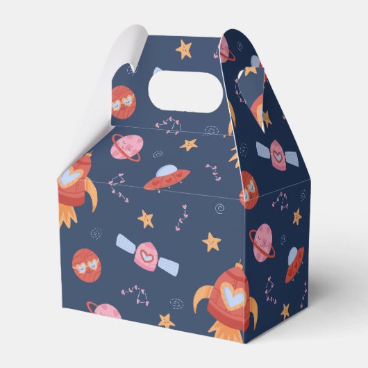 Kids Space Pattern with Rockets & Planets Geschenkschachtel (Rückseite)