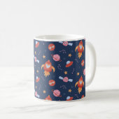 Kids Space Pattern with Rockets & Planets Kaffeetasse (VorderseiteRechts)