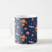 Kids Space Pattern with Rockets & Planets Kaffeetasse (Vorderseite Links)