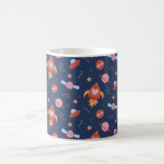 Kids Space Pattern with Rockets & Planets Kaffeetasse (Mittel)