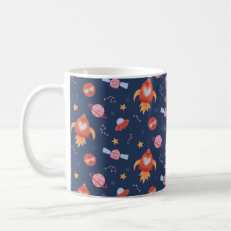Kids Space Pattern with Rockets & Planets Kaffeetasse