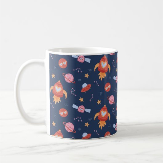 Kids Space Pattern with Rockets & Planets Kaffeetasse (Links)