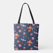 Kids Space Pattern with Rockets & Planets Tasche (Rückseite)