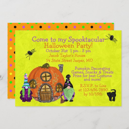 Kids Spooktacular Gnomes Halloween-Party Einladung (Vorne/Hinten)