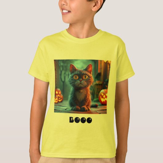 Kids Spooky Halloween Cat T - Shirt (Vorderseite)