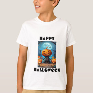 Kids Spooky Halloween Pumpkin T - Shirt