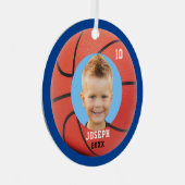 Kids Sporty Blue Foto Basketball Ornament Aus Metall (Vorderseite Rechts)