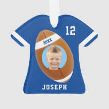 Kids Sporty Blue Foto Football Jersey Ornament