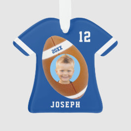 Kids Sporty Blue Foto Football Jersey Ornament