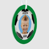 Kids Sporty Green Foto Soccer Ornament (Vorderseite)