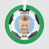 Kids Sporty Green Foto Soccer Ornament (Rückseite)