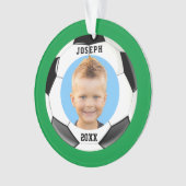 Kids Sporty Green Foto Soccer Ornament (Vorderseite)
