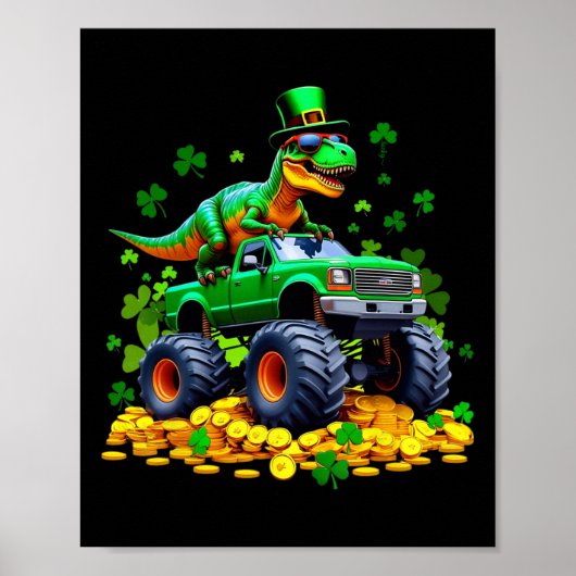 Kids St. Patrick's Day 2026 - Dinosaur reitender M Poster (Vorne)