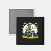 Kids St. Patricks Day 2026 - Dinosaur reitender Mo Magnet (Vorderseite/Rückseite)