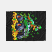Kids St. Patrick's Day 2026 - Dinosaur reitendes M Fleecedecke (Vorderseite (Horizontal))