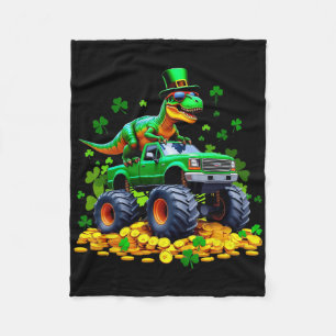 Kids St. Patrick's Day 2026 - Dinosaur reitendes M Fleecedecke
